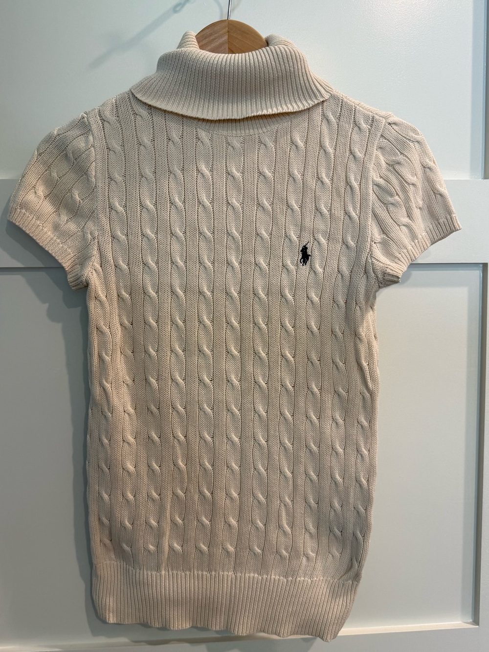 Ralph Lauren Sport 💯 Cotton Cable Knit Turtleneck Short Sleeve Sweater Sz M